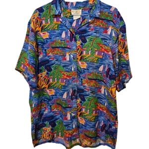 Ken Done Art To Wear Womens Vintage Camp Shirt Size S